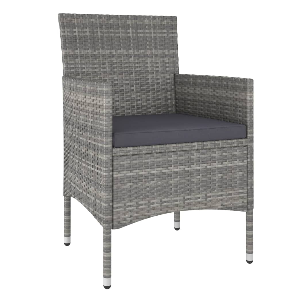 vidaXL 4 Piece Garden Chair and Stool Set Poly Rattan Grey