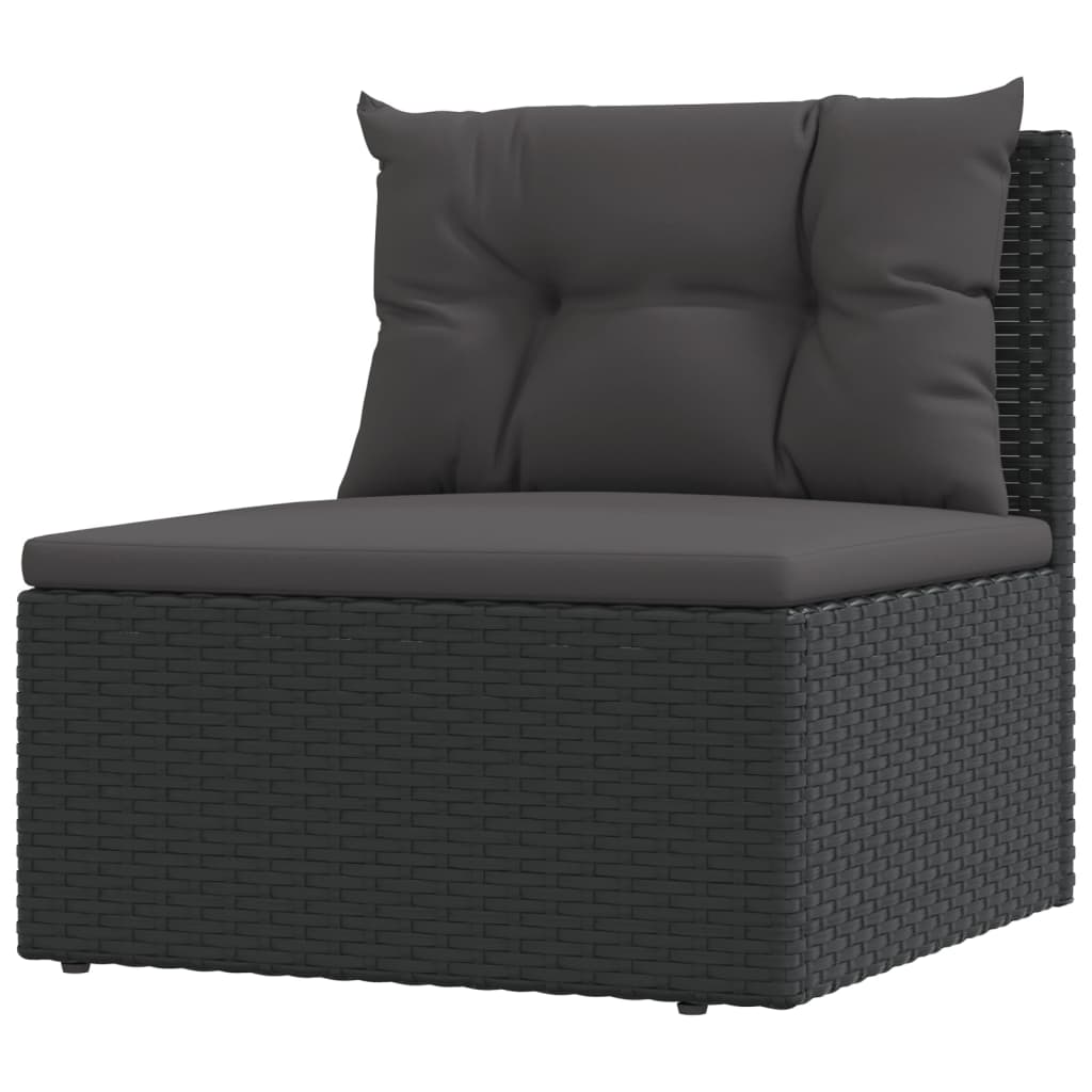 vidaXL 7 Piece Garden Lounge Set with Cushions Black Poly Rattan