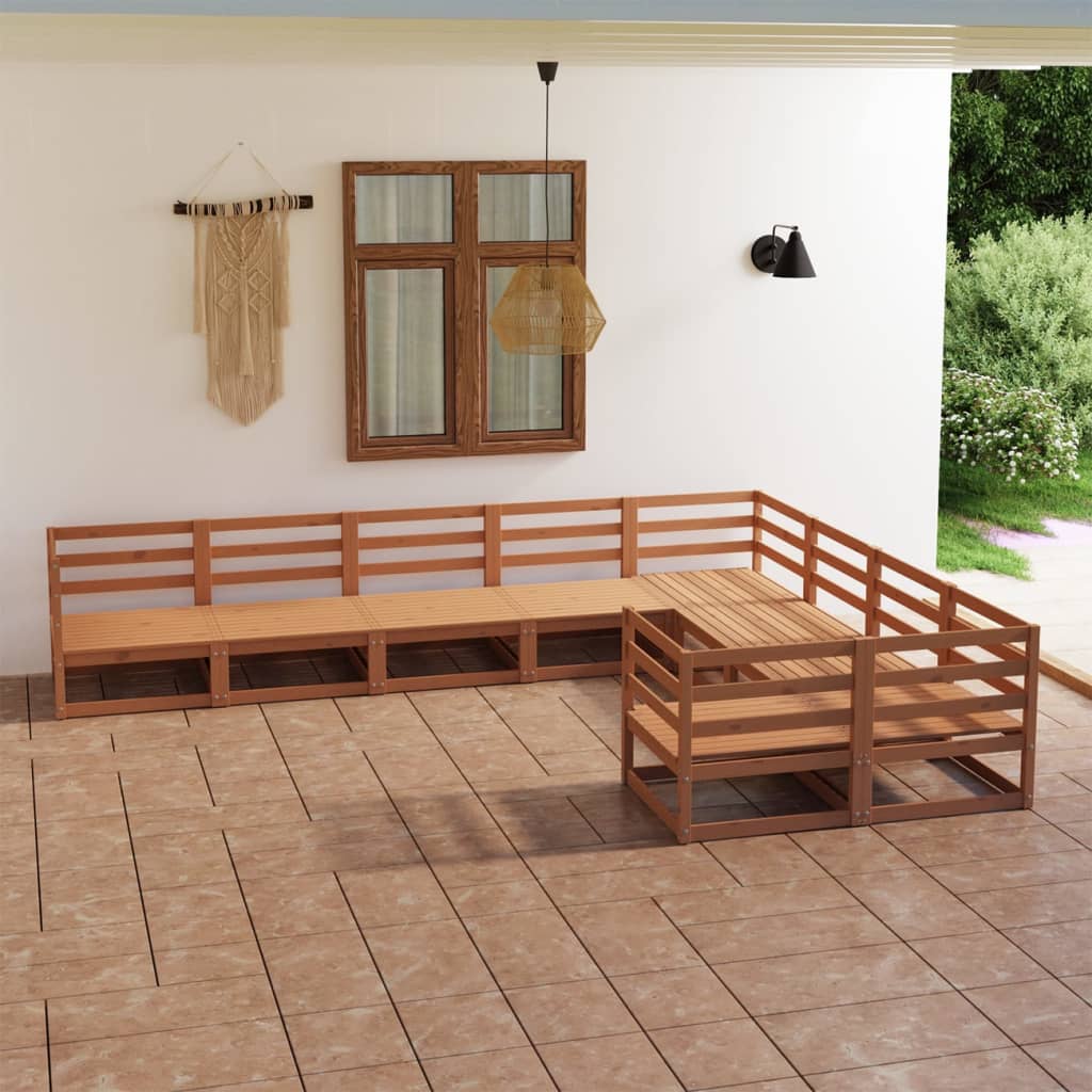 vidaXL 9 Piece Garden Lounge Set Solid Pinewood