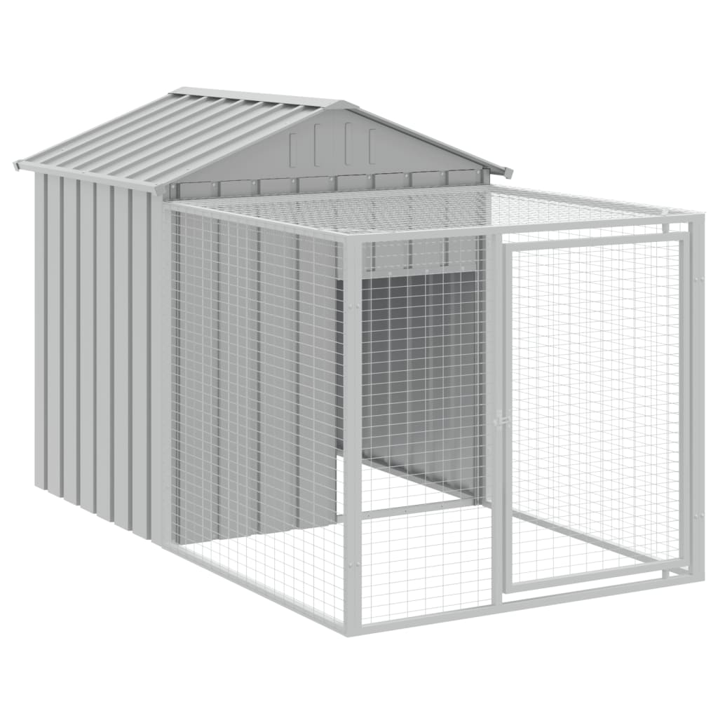 vidaXL Chicken Cage with Run Light Grey 117x609x123 cm Galvanised Steel