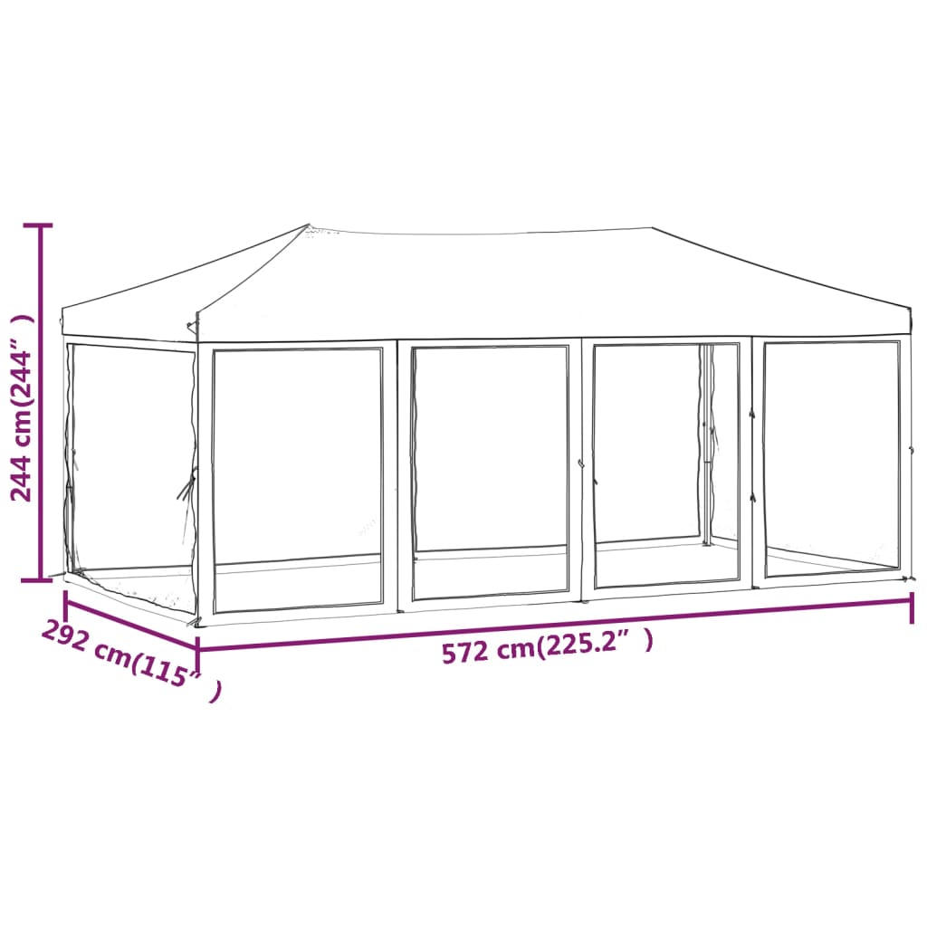 vidaXL Folding Party Tent with Sidewalls Anthracite 3x6 m