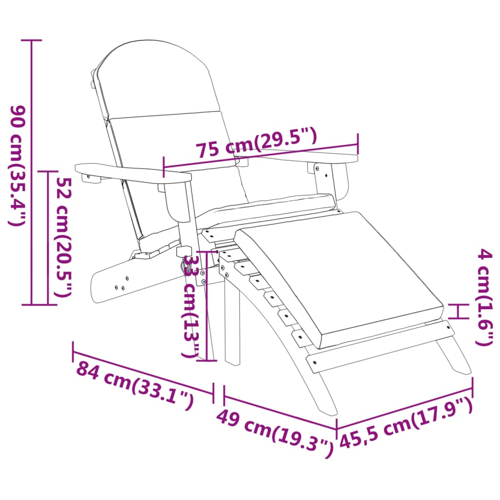 vidaXL 3 Piece Adirondack Garden Lounge Set Solid Wood Acacia