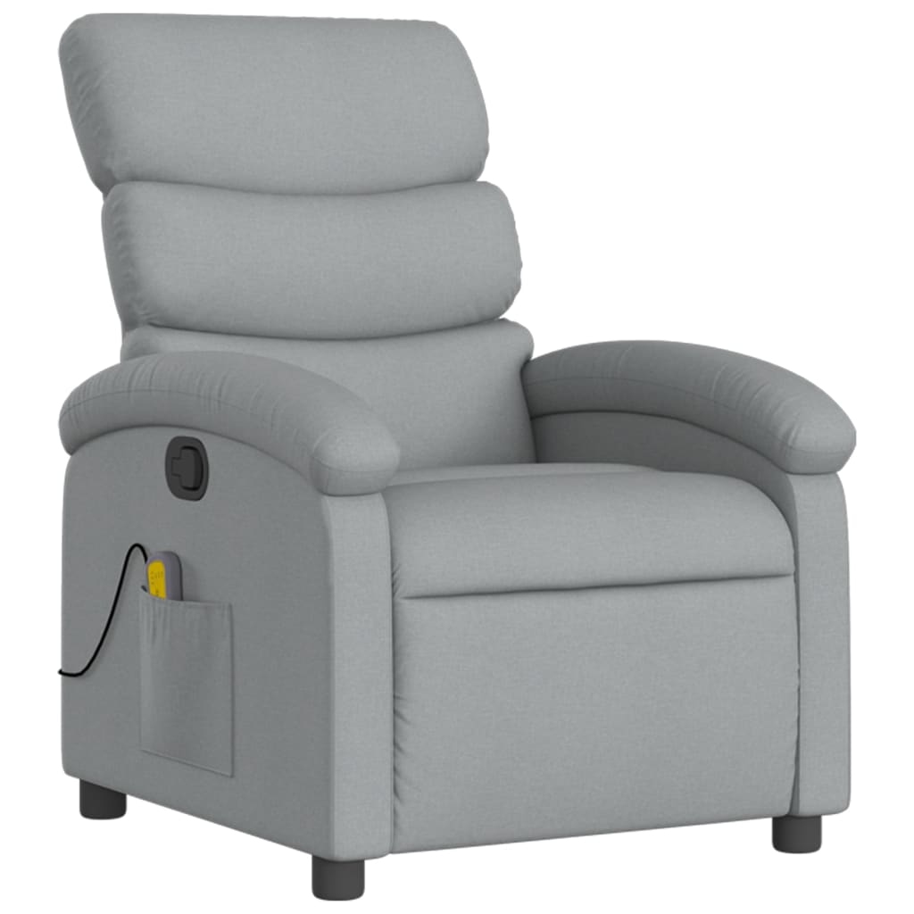 vidaXL Massage Recliner Chair Light Grey Fabric