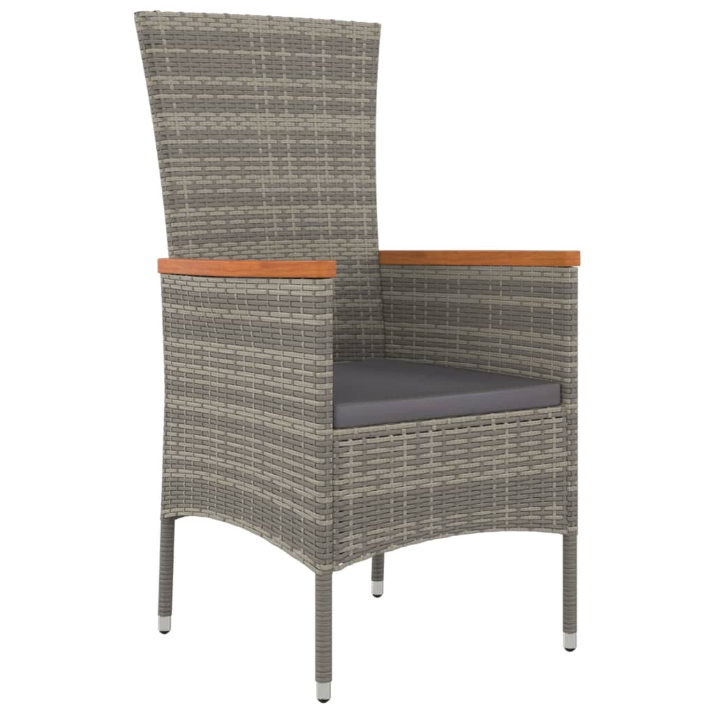 vidaXL Garden Chairs with Cushions 4 pcs Poly Rattan Grey