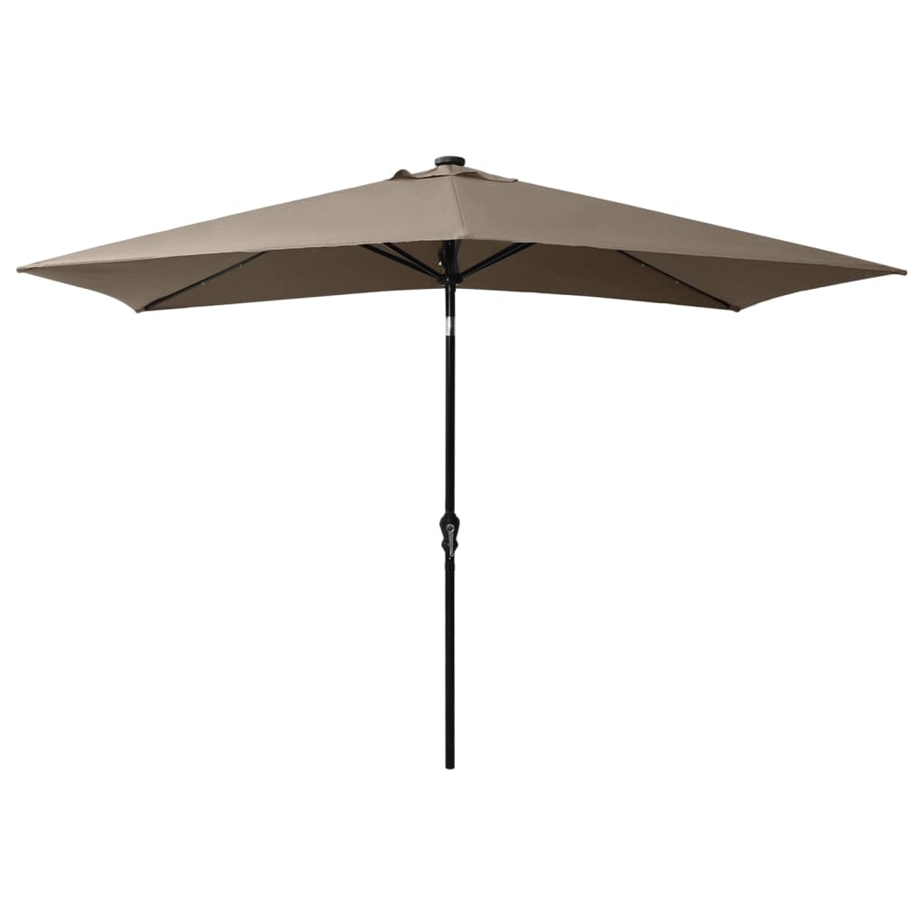 vidaXL Garden Parasol with LEDs and Steel Pole Taupe 2x3 m