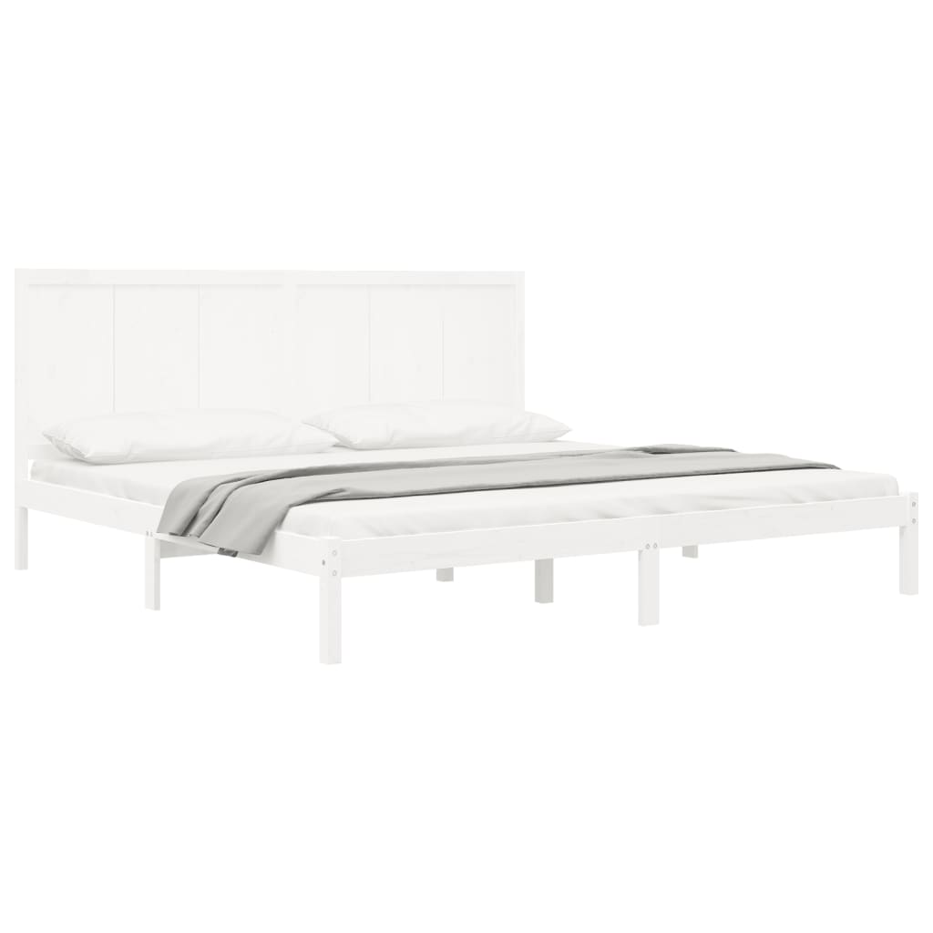 vidaXL Bed Frame White Solid Wood Pine 180x200 cm Super King Size