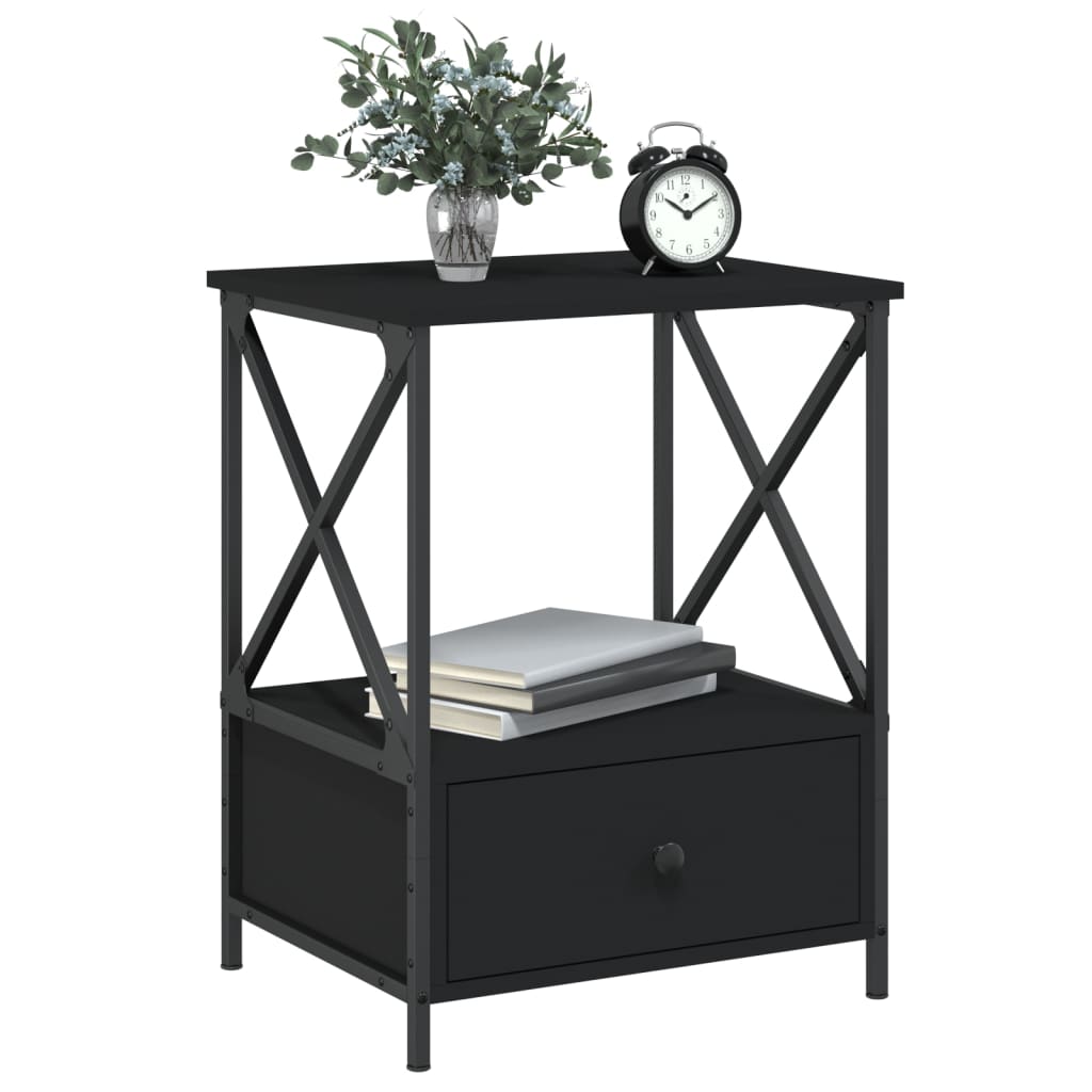 vidaXL Bedside Table Black 50x41x65 cm Engineered Wood