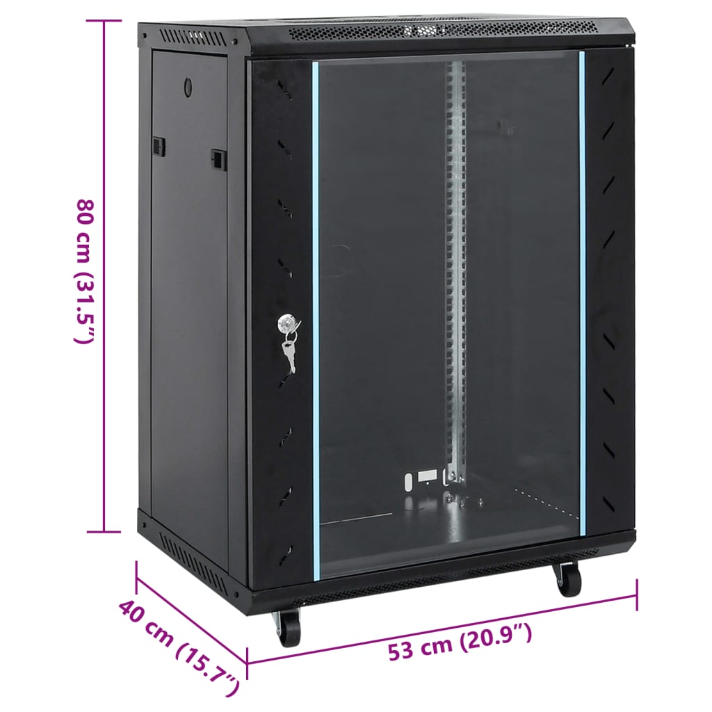 vidaXL 15U Network Cabinet 19" IP20 Black 53x40x80 cm