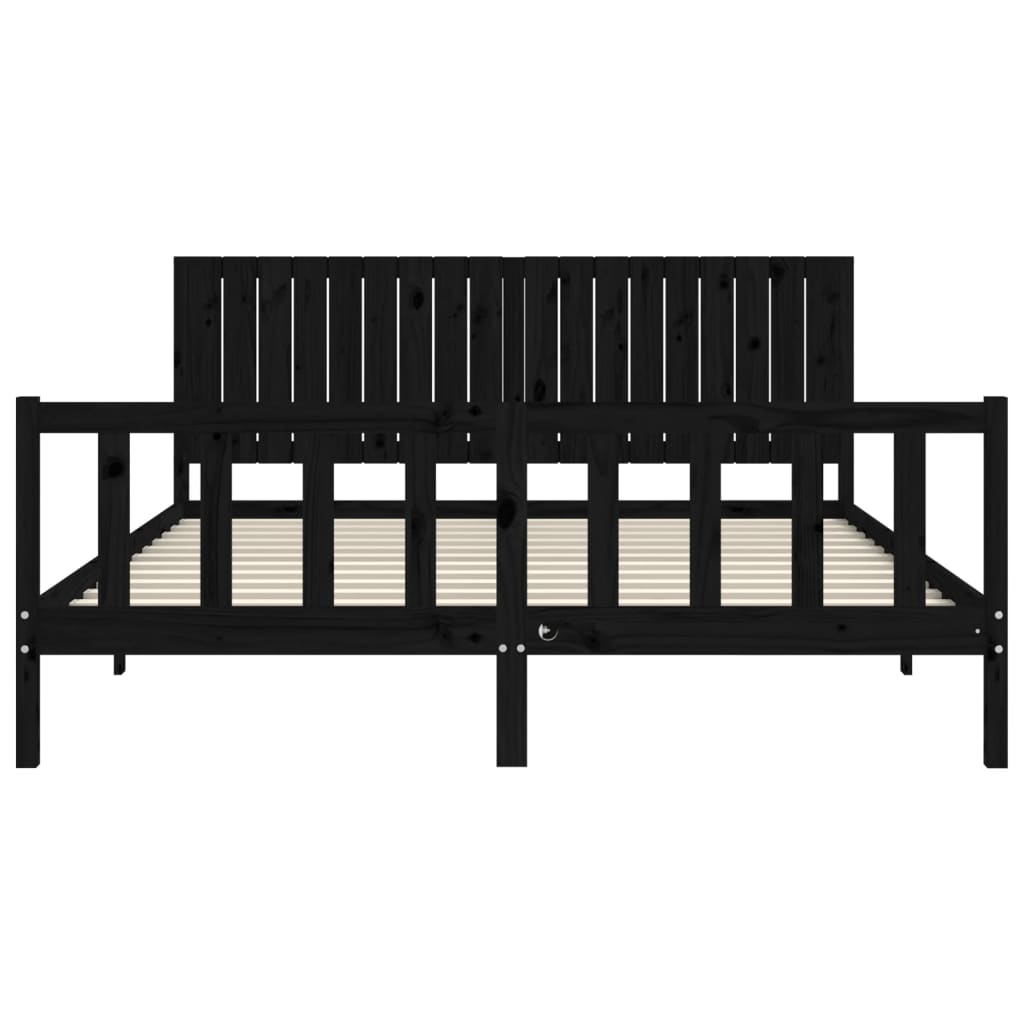 vidaXL Bed Frame without Mattress Black Super King Size Solid Wood Pine