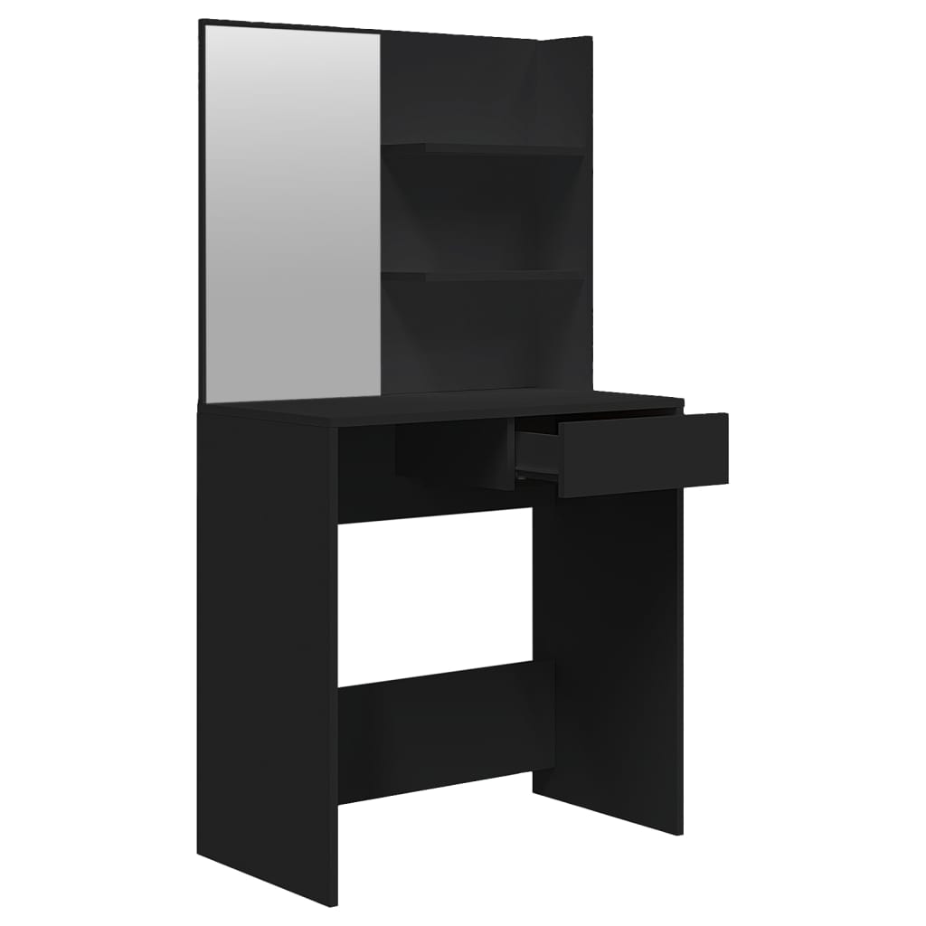 vidaXL Dressing Table with Mirror Black 74.5x40x141 cm