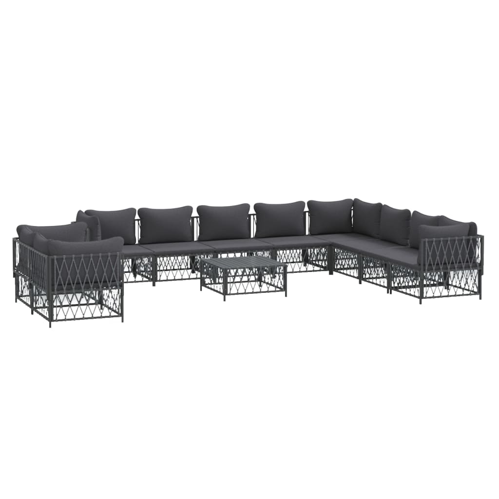 vidaXL 11 Piece Garden Lounge Set with Cushions Anthracite Steel