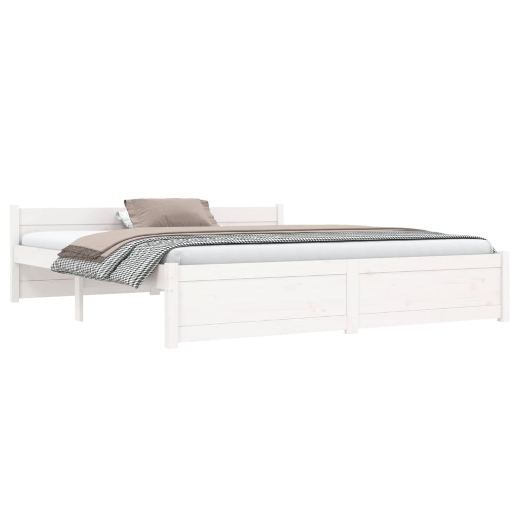 vidaXL Bed Frame White Solid Wood 150x200 cm King Size