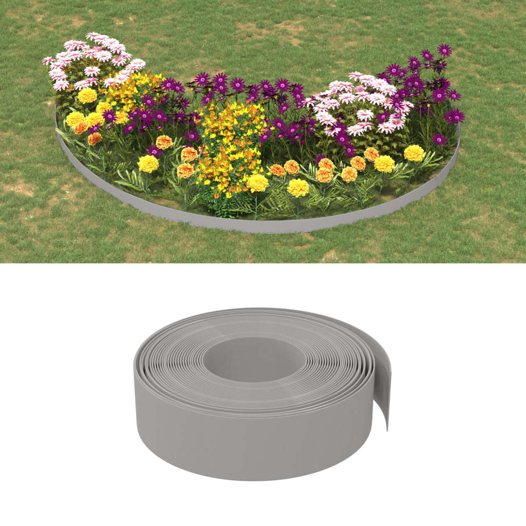 vidaXL Garden Edgings 4 pcs Grey 10 m 15 cm Polyethylene