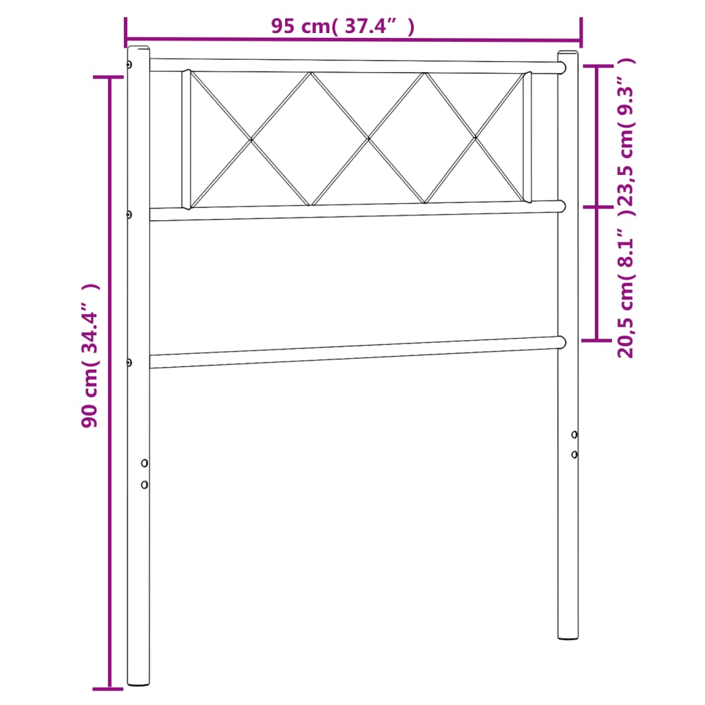 vidaXL Metal Headboard White 90 cm