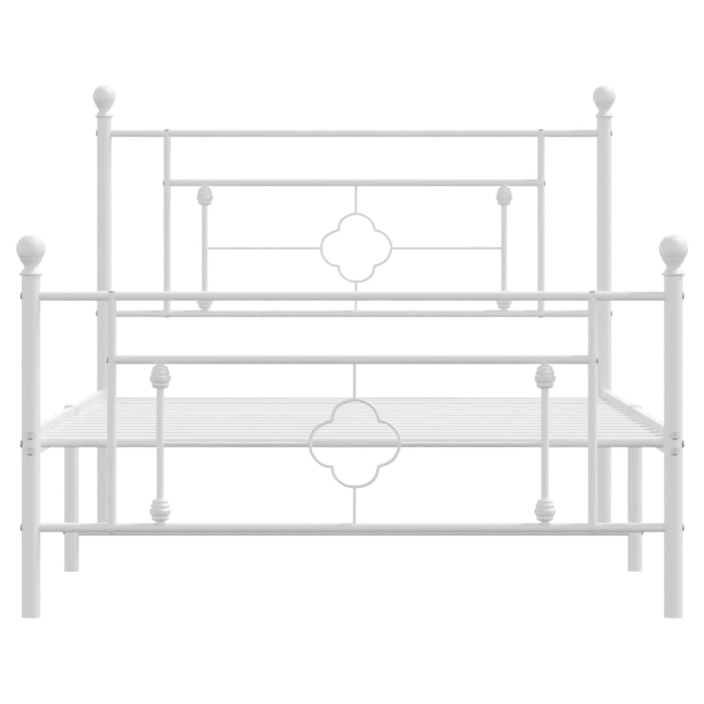 vidaXL Metal Bed Frame without Mattress with Footboard White 107x203 cm