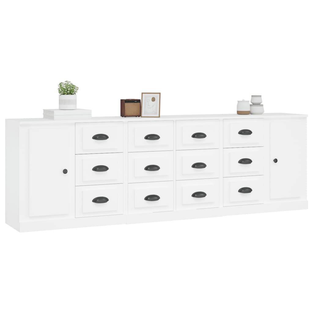 vidaXL Sideboards 3 pcs White Engineered Wood