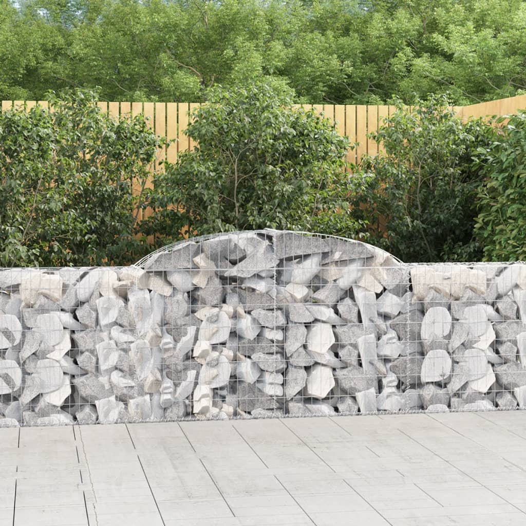 vidaXL Arched Gabion Baskets 9 pcs 300x30x80/100 cm Galvanised Iron