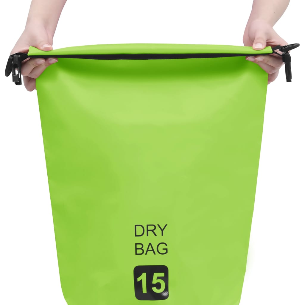 vidaXL Dry Bag Green 15 L PVC