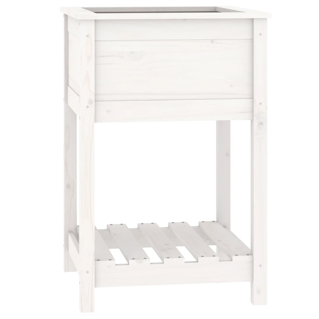 vidaXL Planter with Shelf White 54x54x81 cm Solid Wood Pine