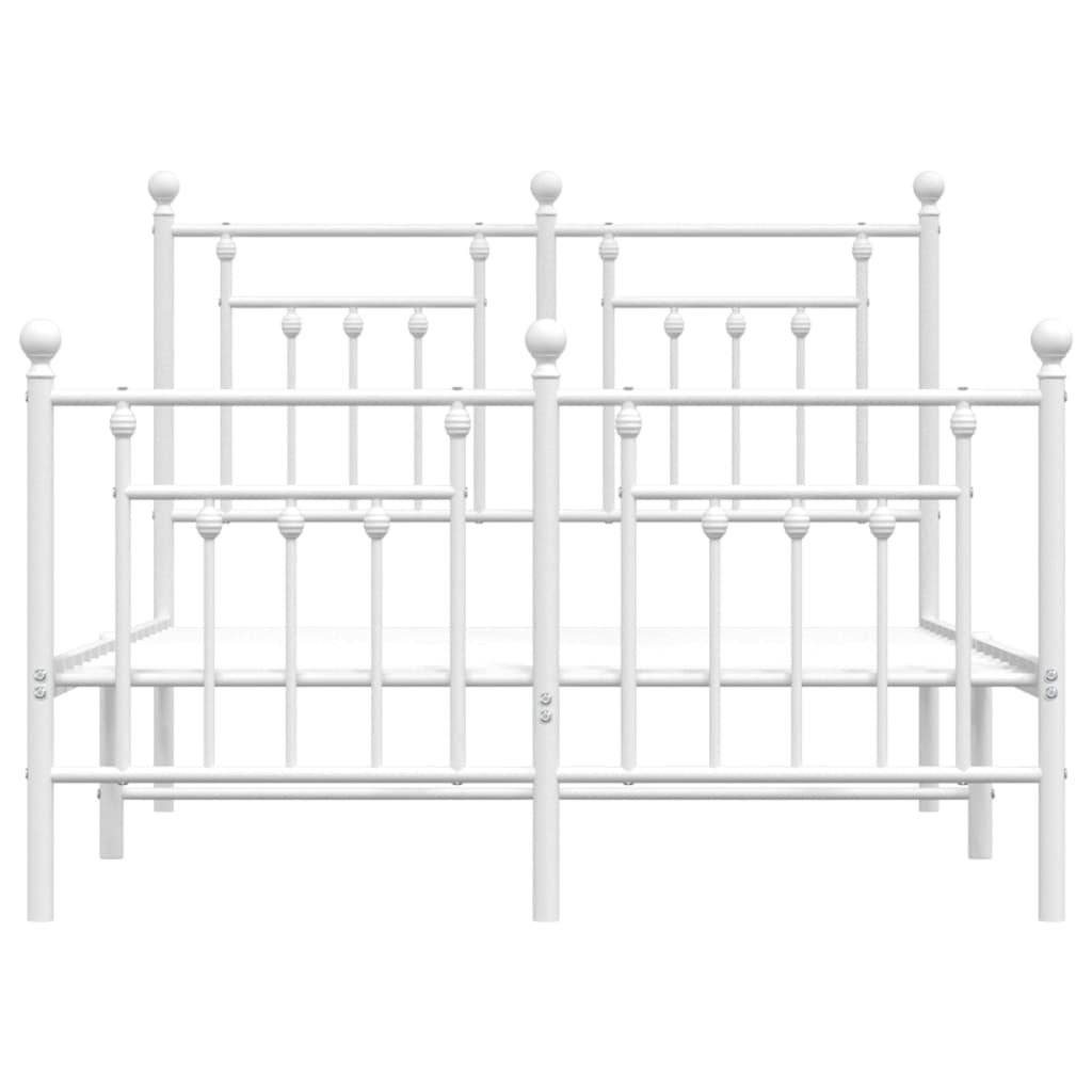 vidaXL Metal Bed Frame without Mattress with Footboard White 135x190 cm Double