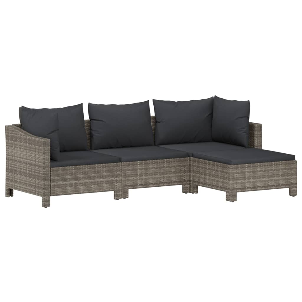 vidaXL 6 Piece Garden Lounge Set with Cushions Grey Poly Rattan