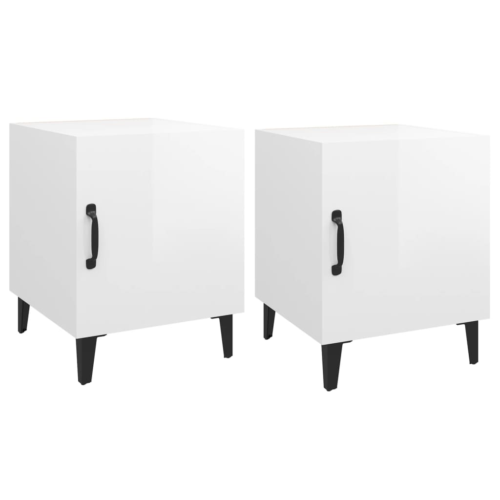 vidaXL Bedside Cabinets 2 pcs High Gloss White Engineered Wood