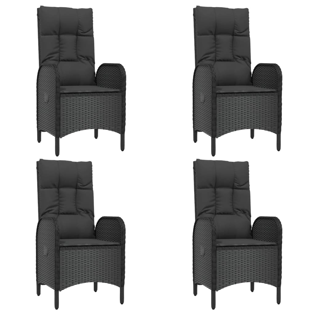 vidaXL 5 Piece Garden Dining Set with Cushions Black Poly Rattan