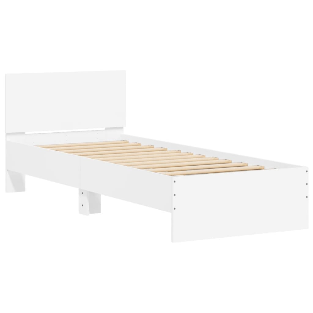 vidaXL Bed Frame without Mattress with Headboard White 90x190 cm Single