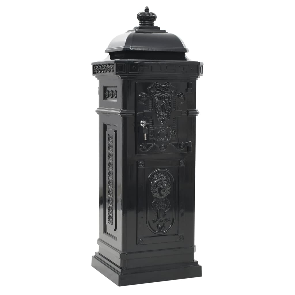 vidaXL Pillar Letterbox Aluminium Vintage Style Rustproof Black