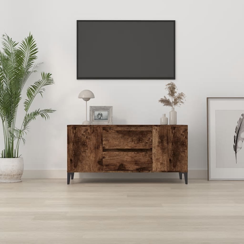 vidaXL TV Cabinet Smoked Oak 102x44.5x50 cm Engineered Wood