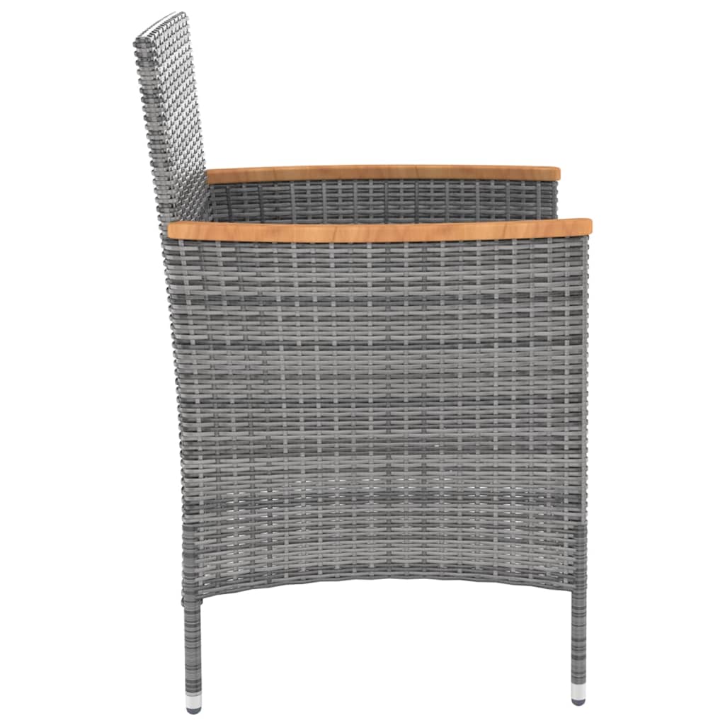 vidaXL 5 Piece Outdoor Dining Set with Cushions Poly Rattan Grey