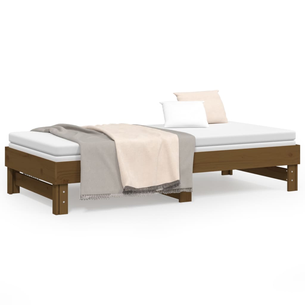 vidaXL Pull-out Day Bed without Mattress Honey Brown 2x(90x190) cm