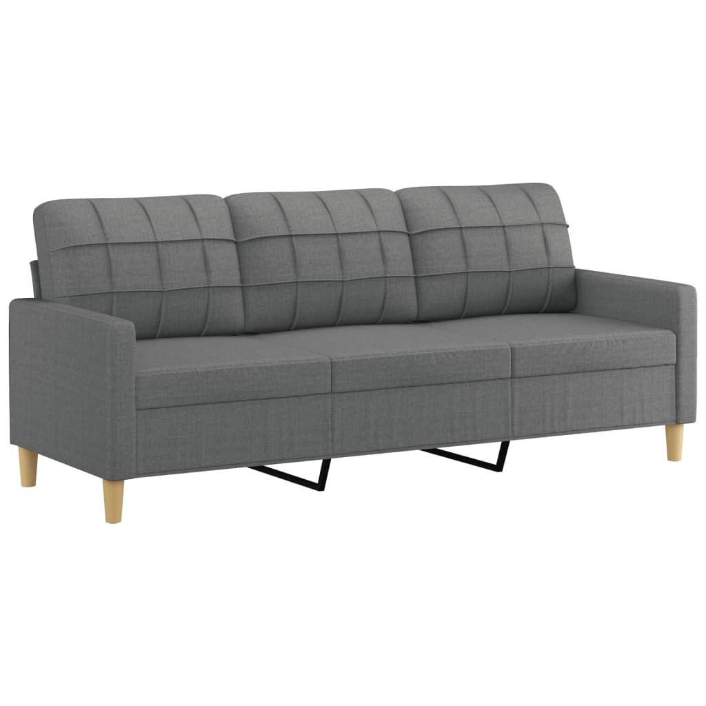 vidaXL 3 Piece Sofa Set with Pillows Dark Grey Fabric