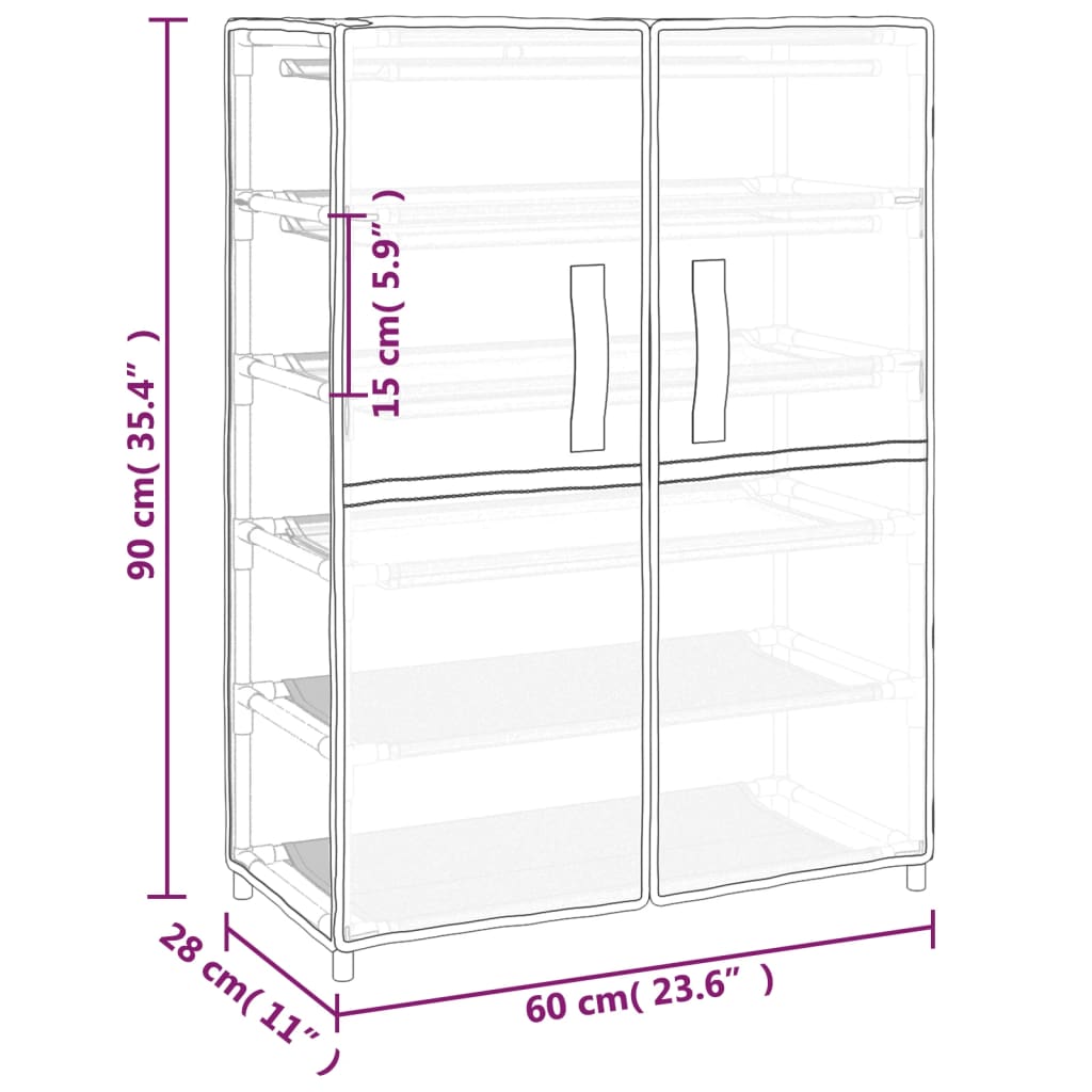 vidaXL Shoe Cabinet Grey 60x28x90 cm Fabric