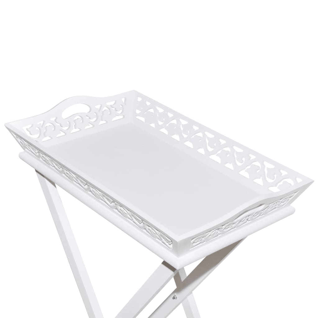 vidaXL Side Table with Tray White