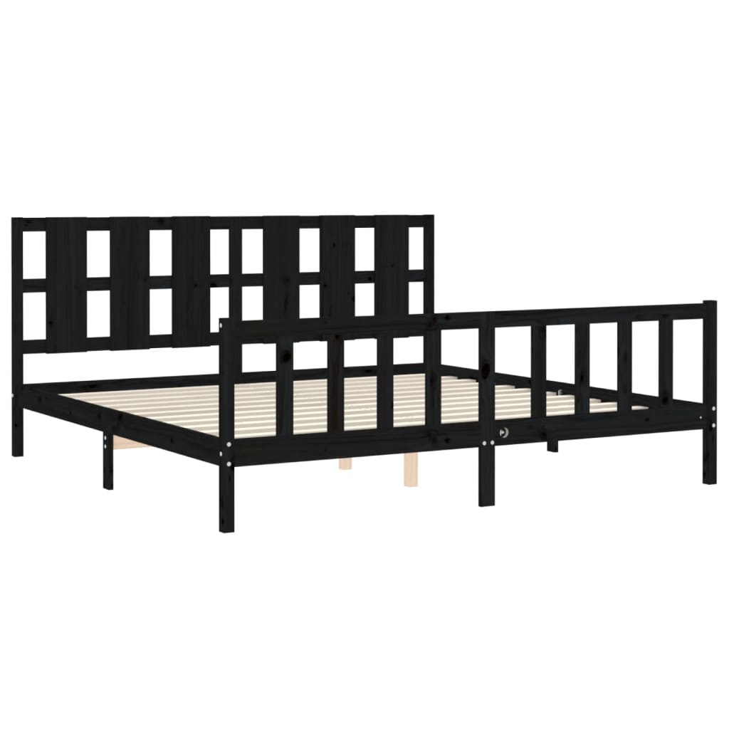 vidaXL Bed Frame without Mattress Black Solid Wood Pine