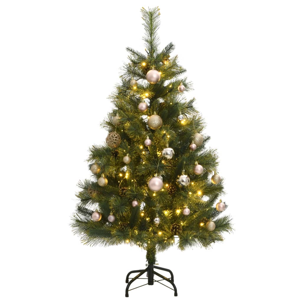 vidaXL Artificial Hinged Christmas Tree 150 LEDs & Ball Set 120 cm