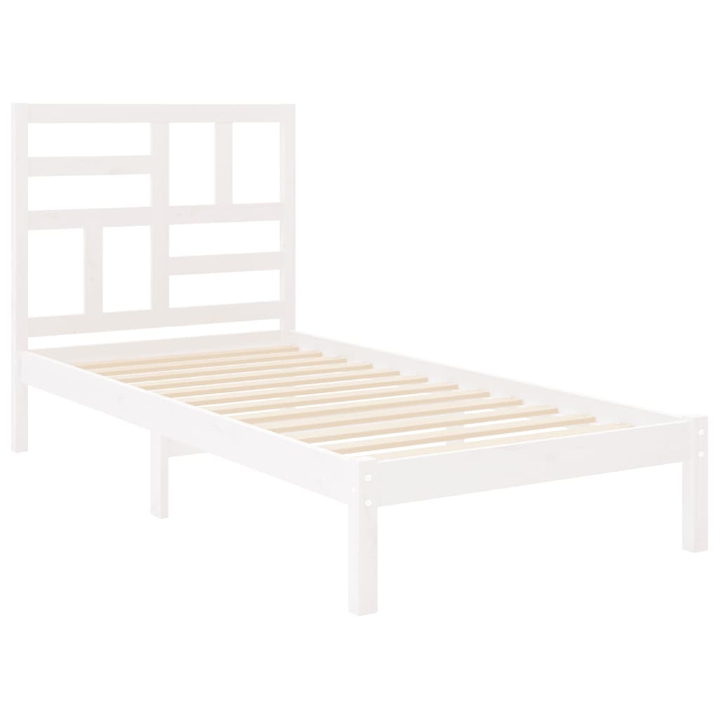 vidaXL Bed Frame without Mattress White Solid Wood 90x190 cm Single