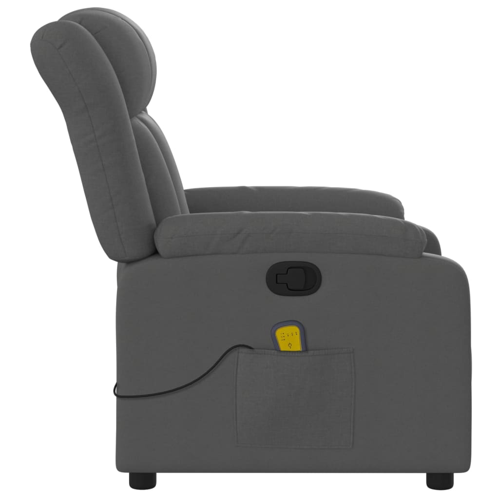 vidaXL Massage Recliner Chair Dark Grey Fabric