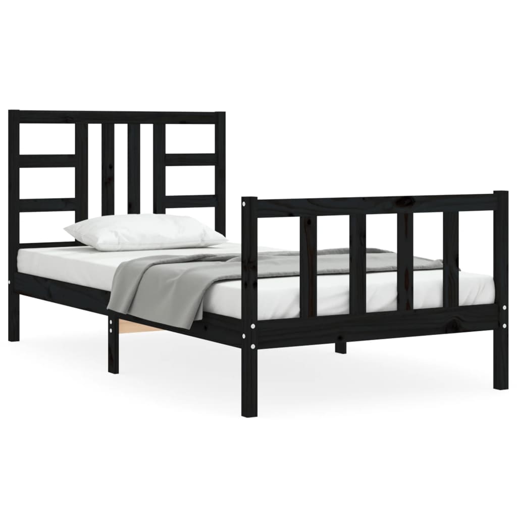 vidaXL Bed Frame without Mattress Black 90x190 cm Single Solid Wood Pine