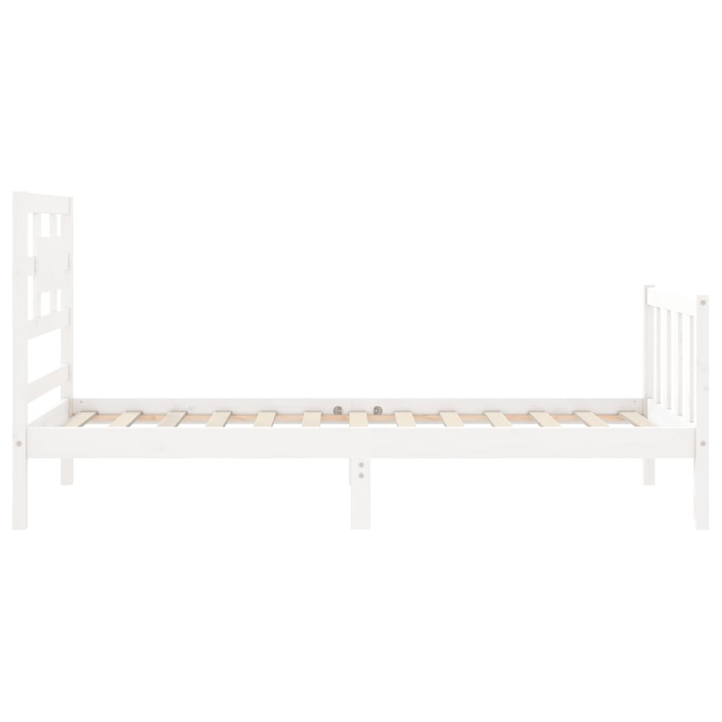 vidaXL Bed Frame with Headboard White Single Solid Wood