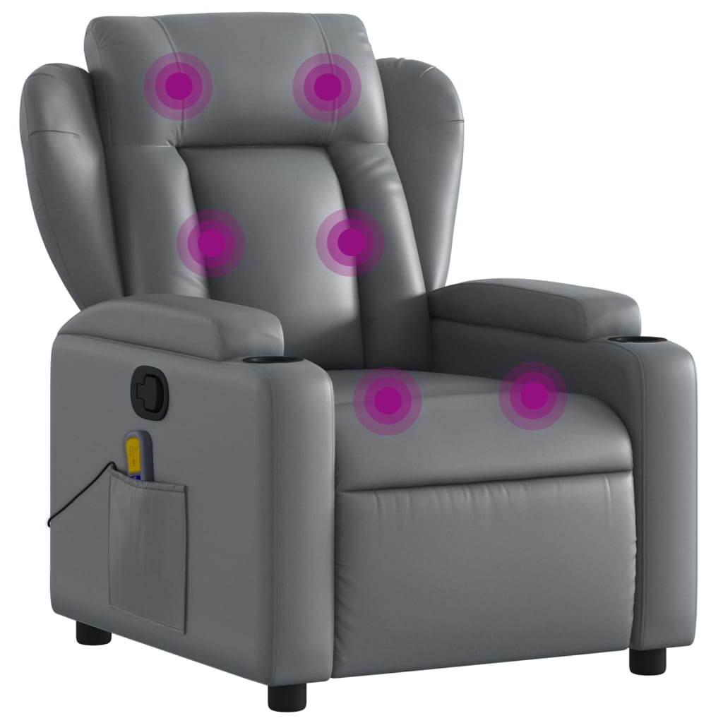 vidaXL Massage Recliner Chair Grey Faux Leather