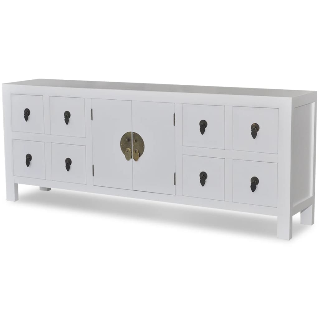 vidaXL Wooden Sideboard Asian Style with 8 Drawers and 2 Doors