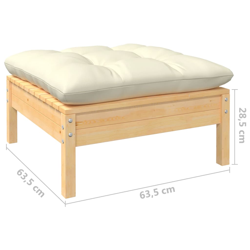 vidaXL 5 Piece Garden Lounge Set with Cream Cushions Solid Pinewood