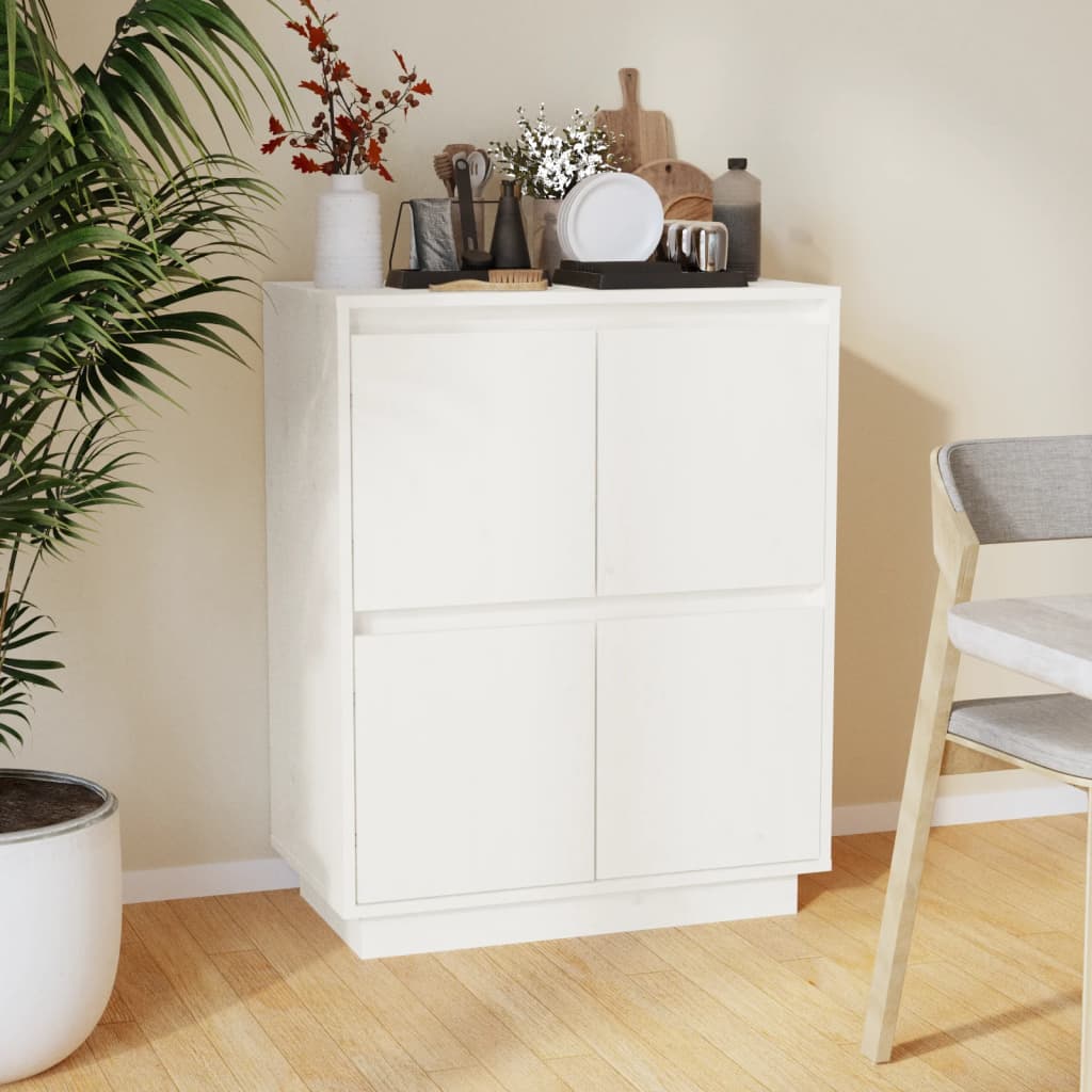 vidaXL Sideboard White 60x34x75 cm Solid Wood Pine