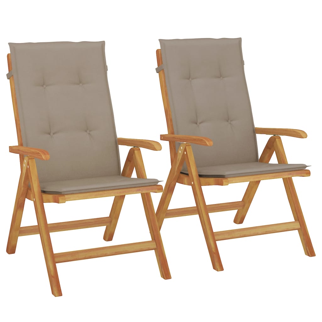 vidaXL Reclining Garden Chairs with Cushions 2 pcs Solid Wood Teak