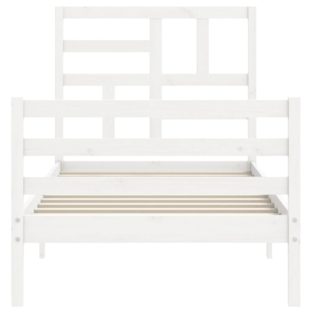 vidaXL Bed Frame without Mattress White Single Solid Wood