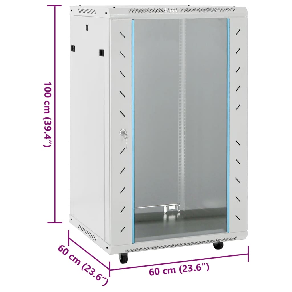 vidaXL 18U Network Cabinet 19" IP20 Grey 60x60x100 cm