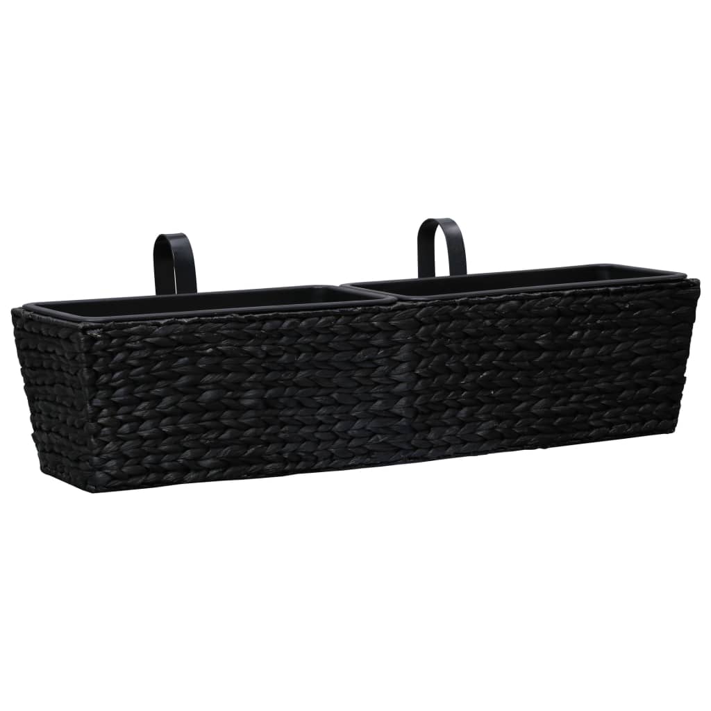 vidaXL Planters 2 pcs Water Hyacinth Black