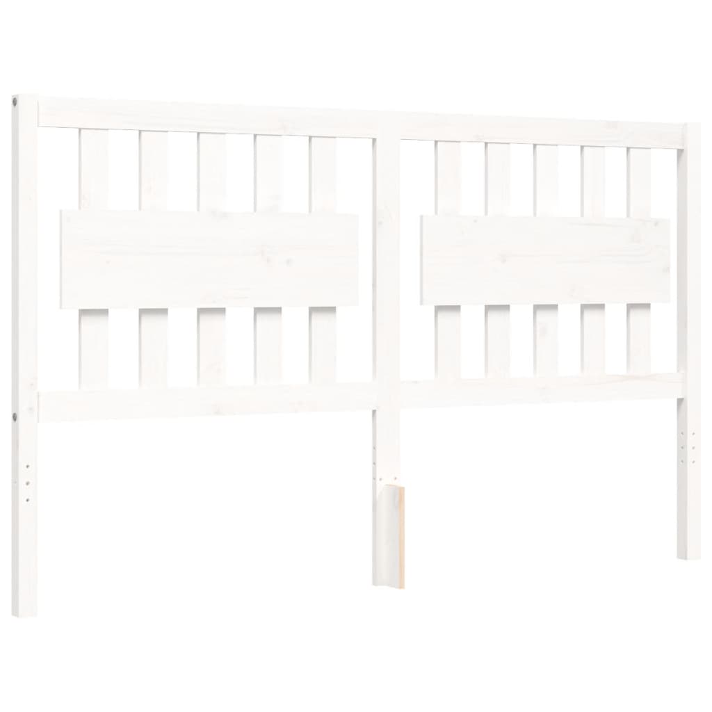 vidaXL Bed Frame without Mattress White King Size Solid Wood Pine